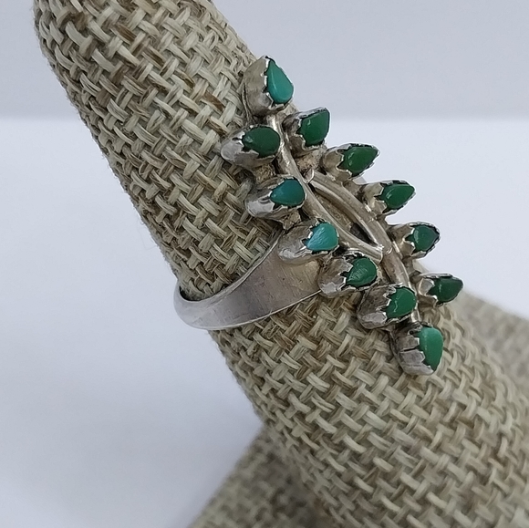 Vintage Zuni Native American Turquoise Sterling Silver Ring Size 5.25 Item #5408 - Picture 7 of 9